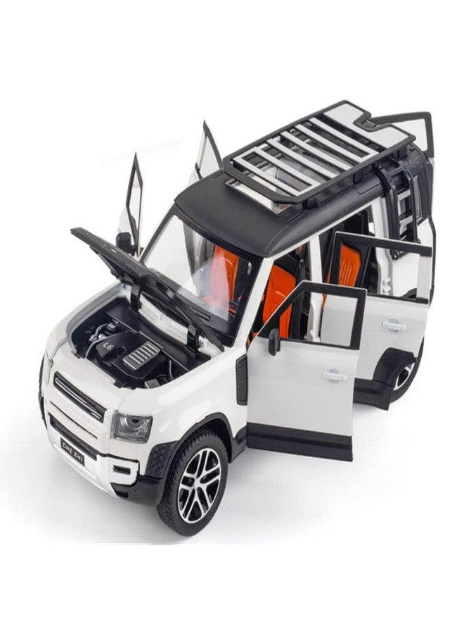KENIRY Exclusive Alloy Metal Pull Back Die-cast Car Scale Model with Sound Light Mini Auto Toy for Kids Metal Model Toy Car with Sound and Light (1.24 Scale-Defender -White) - Image 2